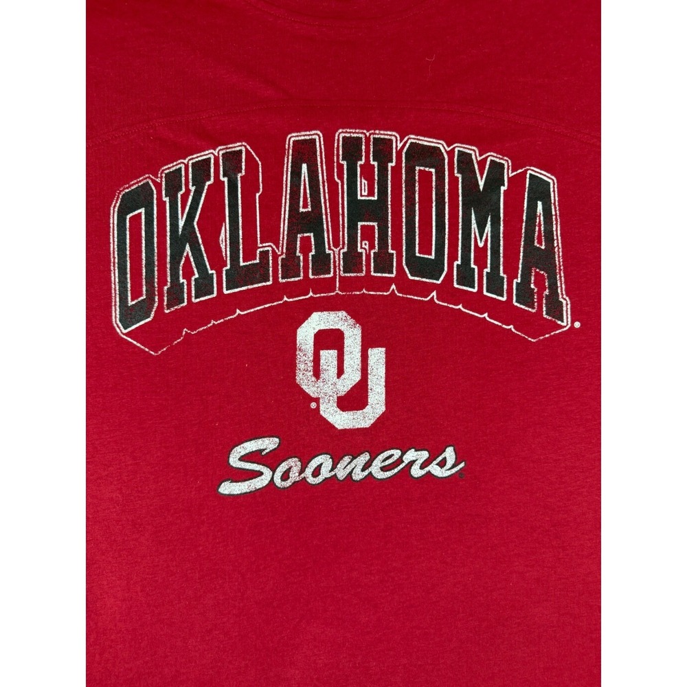 Champion Oklahoma Sooners T Shirt‎ Mens Large Red NCAA Football Logo Tee